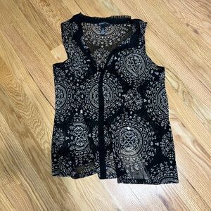 INC International Concepts Black and Cream Buttoned Blouse